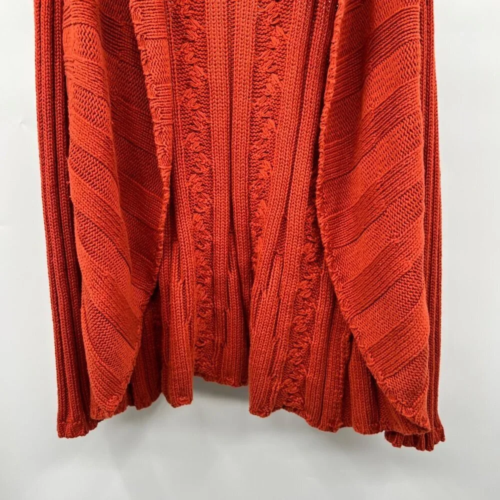 Chico's Womens Knit Cardigan Open Front Burnt Orange Size XL